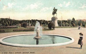 Vintage Postcard Public Garden Fountain Statue Park Boston Massachusetts MA