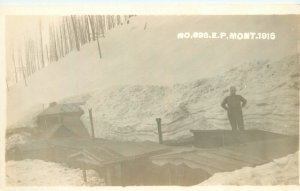 Postcard Montana Winter Snow Scene 1910 roadside 23-738