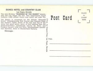 Pre-1980 ROULETTE GUIDE POSTCARD FROM DUNES CASINO HOTEL Las Vegas NV B0727