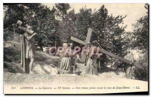 Old Postcard Lourdes Calvary