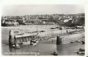 Cornwall Postcard - The Jetty & Towan Sands - Newquay - Real Photo - Ref 20222A