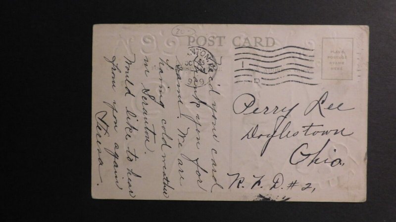 1909 USA Halloween Postcard Cover Scranton PA to Doylestown OH