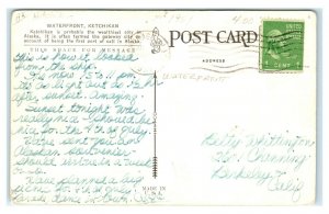 Postcard The Water Front, Ketchikan AK Alaska 1951 AJ14