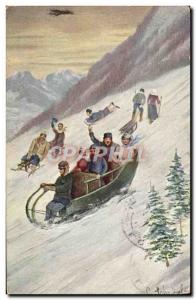 Old Postcard of Sports Ski & # 39hiver