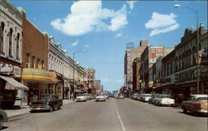 Oshkosh Wisconsin WI 1950s Main Street Scene Vintage Postcard