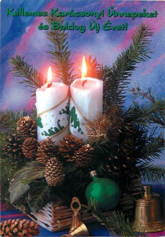 Christmas candle & pines cones ornament Santa Claus Stamp