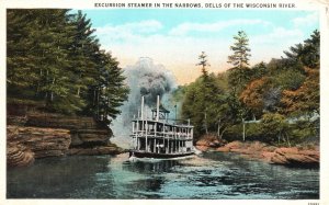 Vintage Postcard Excursion Of Steamer In The Narrows Dells Of  Wisconsin Rivers