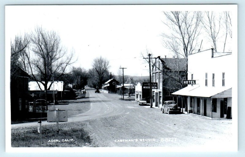 RPPC ADIN, CA ~ Street Scene HOTEL CHASE'S STORE c1950s Modoc County Postcard