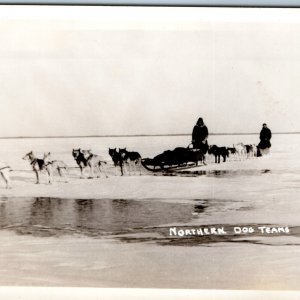 c1940s Canada Northern Dog Team Sleds RPPC Wolf Husky Pup Yukon Real Photo A74