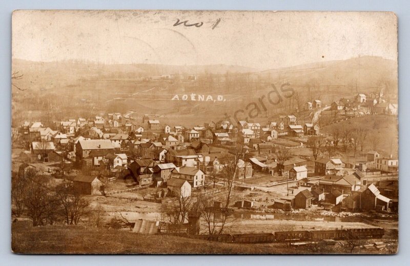 J87/ Adena Ohio RPPC Postcard c1910 near Stuebenville Cadiz Birdseye 576