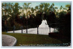 Stanford California CA Postcard Angel Grief University Gate 1931 Vintage Antique