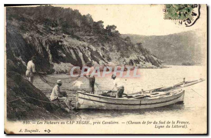 Old Postcard Fishing Fishermen in Cape Negro near Cavaliere Chemion South of ...