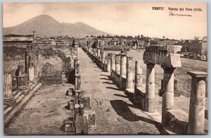 Vtg Pompei Italy Veduta del Foro Civile Civil Forum 1910s Old View Postcard