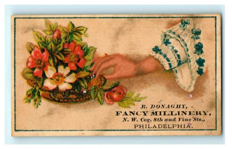 1880s-90s R. Donaghy Fancy Millinery Ladies' Hands Basket Flowers Lot Of 3 P218