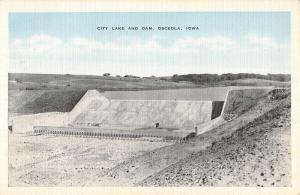 Osceola Iowa City Lake And Dam Birdseye View Antique Postcard K107207