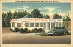 Roadside Linen - Gordon Adkins Restaurant & Car Little Rock AR Postcard