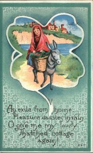 Ireland Girl on Donkey Exiled from Home Irish History Vintage Postcard