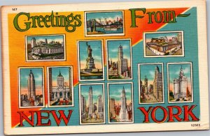 Postcard NY Greetings From New York buildings landmarks