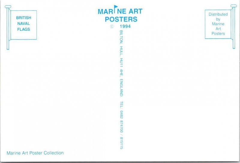 British NAVAL FLAGS  Union Jack~Admiral~Commodore~Ensign 1994 4X6 Postcard