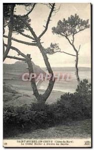 Old Postcard Saint-Michel-en-Grève Grand Rocher through the pines