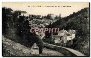 Old Postcard Avallon Panorama view of Old Pave
