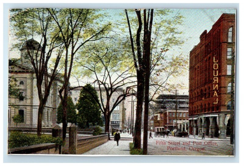 View Of Firth Street And Post Office Portland Oregon OR Antique Postcard