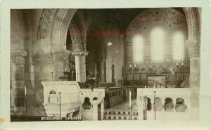 C-1910 Stogursey Church Interior UK Somerset RPPC Photo Postcard 20-11654