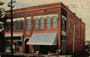 Masonic Temple, Marion, Alabama Vintage Postcard ca 1910s