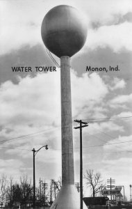 RPPC Water Tower, Monon, Indiana White County c1940s Vintage Photo Postcard