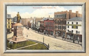 PORTLAND, ME Maine MONUMENT SQUARE Carleton Furniture~Lorex Hats c1910s Postcard