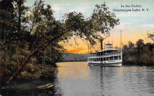 Steamer in the Outlet Chautauqua Lake New York 1911 postcard