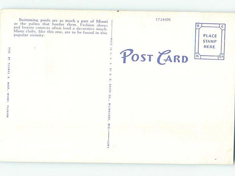 Linen SWIMMING POOL SCENE Miami Beach Florida FL AF2453