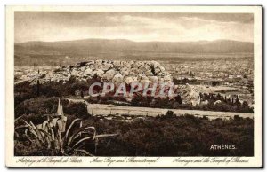 Old Postcard Aeopage and the Temple of Theseus