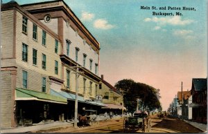 Vtg Bucksport Maine ME View of Main Street and Patten House 1910s Postcard