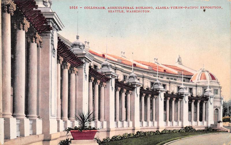 Alaska-Yukon Pacific Exposition 1909 Postcard Colonade Ag Building Seattle Wash