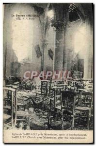 Postcard Ancient Church of St Hilaire near Mourmelon after the bombing Army