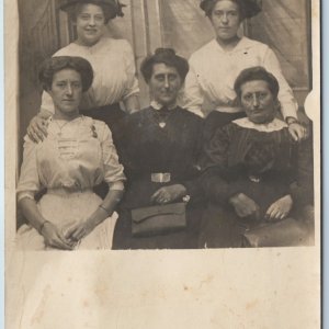 c1910s Lovely Group Women RPPC Cute Fashion Hat Corset Purses Real Photo PC A214