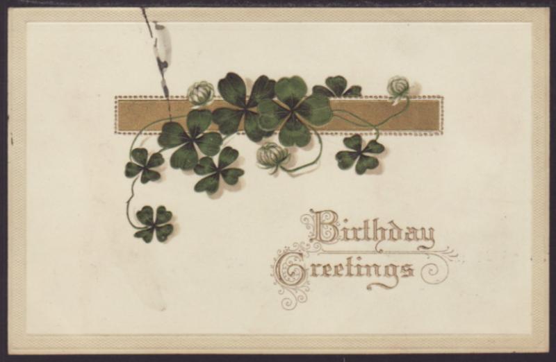 Birthday Greetings,Clover Postcard