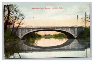 Vintage 1910's Postcard Washington Ave Bridge Red Cedar River Lansing Michigan