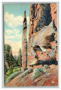 Vintage 1940's Postcard Chimney Rock Cody Way Yellowstone National Park Wyoming