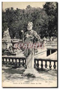 Postcard Old Nimes Fountain Gardens Statue of Pan