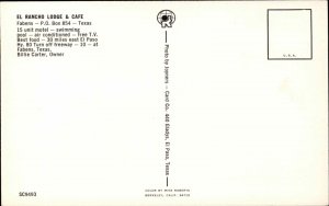Fabens TX El rancho Lodge & Caf Drive In Chrome Postcard 