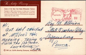 Postcard The Schlitz Brewery Milwaukee WI Wisconsin 1949