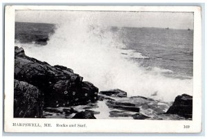 1925 View Of Rock And Surf Beach Harpswell Maine ME Posted Vintage Postcard