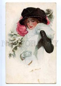 187255 Winter BELLE Woman by Harrison FISHER Vintage UKRAINE
