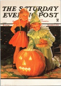 Saturday Evening Post Children Jack O Lantern Halloween Postcard Hallmark 1990