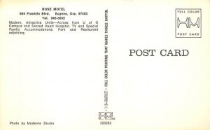 Rose Motel Eugene, Oregon OR Postcard