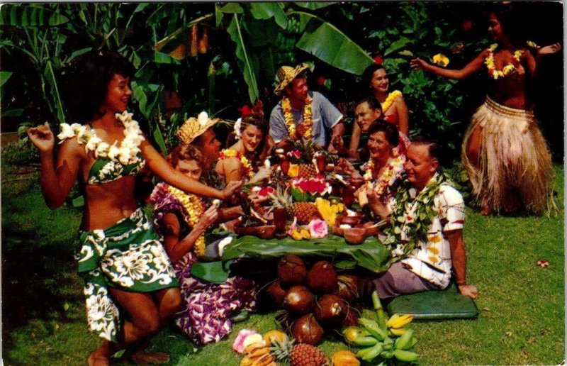 Kailua-Kona, HI Hawaii  DON THE BEACHCOMBER'S LUAU Pretty Hula Dancers  Postcard