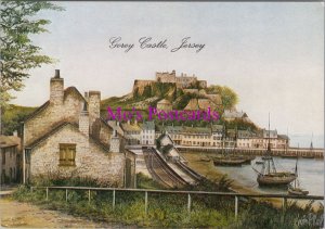 Jersey Art Postcard - Gorey Castle, Channel Islands. Artist Kevin Platt RR20770