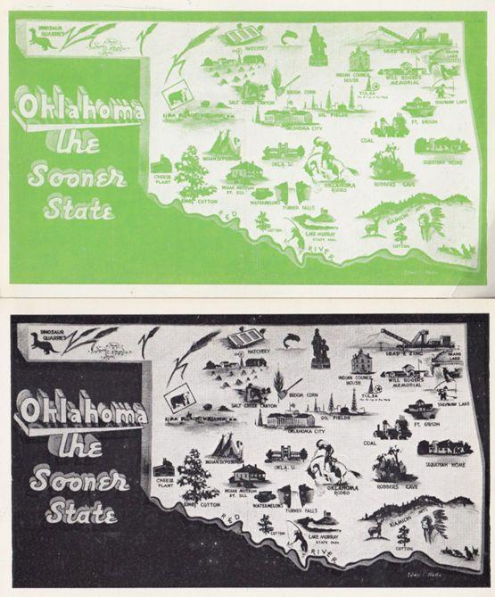 Oklahoma The Sooner State 2x Georgraphy American USA Rare Postcard s